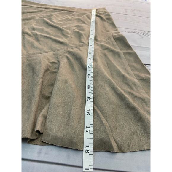 Ontwelfth Mini A Line Skirt Womens M Side Zipper Faux Suede Ruffle Hem Flare Tan - Picture 6 of 10